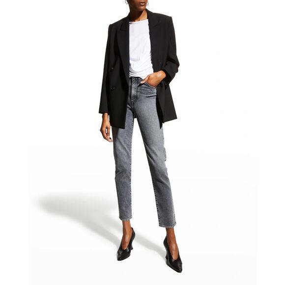 SLVRLAKE Beatnik High Rise Slim Jean Harvest Moon Sz 25 Grey Black Straight Leg - Picture 1 of 16